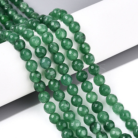 Dyed Natural White Jade Beads Strands G-T139-6mm-60-19-1