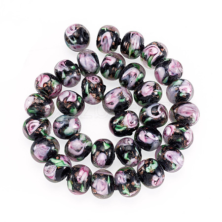 1 Strand Handmade Lampwork Inner Flower Rondelle Beads Strands LAMP-TA0002-72A-1