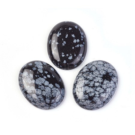 Natural Snowflake Obsidian Cabochons G-F608-03E-1