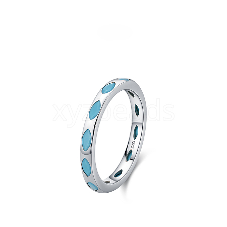 925 Sterling Silver Synthetic Turquoise Finger Rings FS-WGC9F63-13-1
