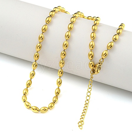 PVD Vacuum Plating 304 Stainless Steel Oval Link Chain Necklaces NJEW-P315-04G-1