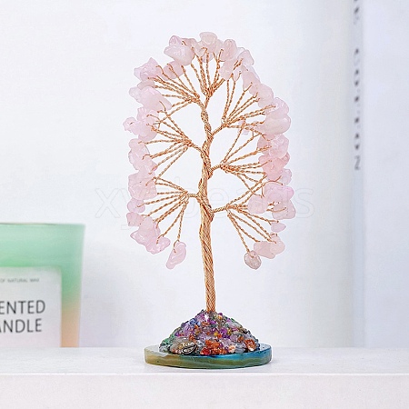 Natural Rose Quartz Tree of Life Display Decorations PW-WG16415-03-1