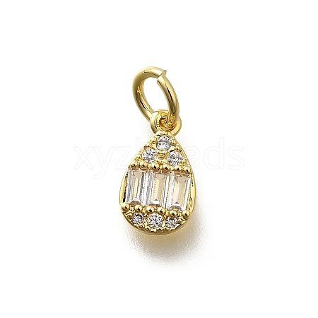 Brass Micro Pave Cubic Zirconia Charms KK-P295-33G-1