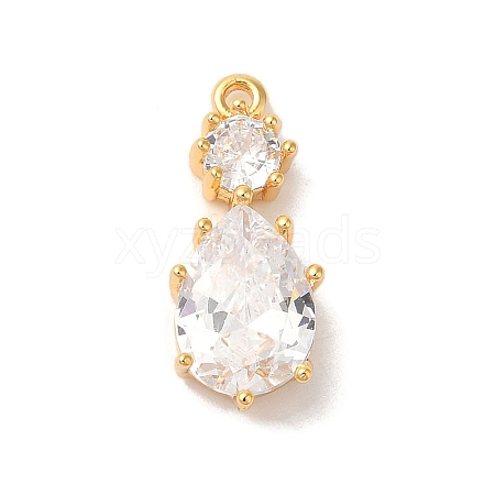 Brass Micro Pave Clear Cubic Zirconia Pendants KK-M294-19G-1