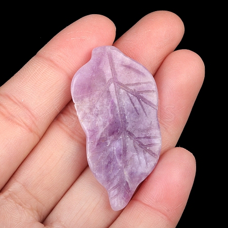 Natural Lilac Jade Carved Healing Leaf Stone PW-WG31545-11-1