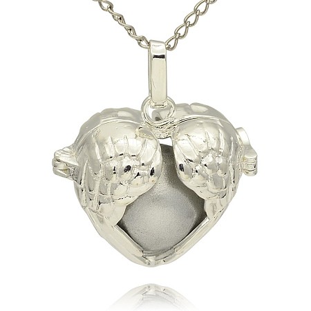Silver Color Plated Brass Hollow Heart Cage Pendants KK-J241-02S-1