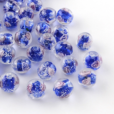 Handmade Luminous Inner Flower Lampwork Beads X-LAMP-R129-8mm-08-1