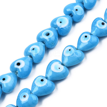 Handmade Evil Eye Lampwork Beads Strands LAMP-N029-010F-1