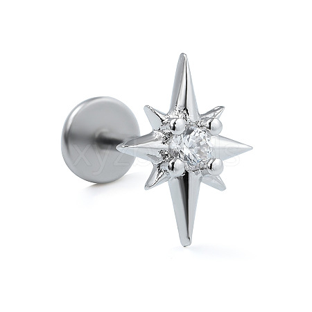 Stainless Steel Micro Pave Clear Cubic Zirconia Cartilage Earrings for Women Men WG39C06-10-1