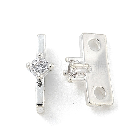 Brass Clear Cubic Zirconia Spacer Bars ZIRC-F141-06S-1