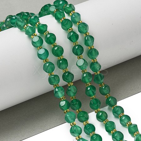 Natural Green Onyx Agate(Dyed & Heated) Beads Strands G-K387-A05-01-1