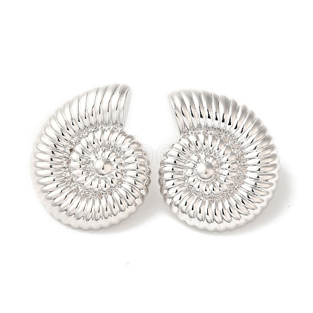 Rack Plating Spiral Shell Shape Brass Stud Earrings EJEW-B062-35P-1