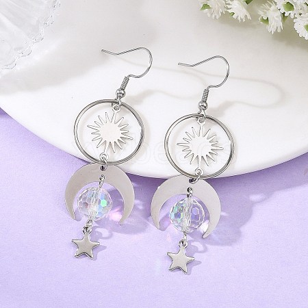 Celestial Brass & 304 Stainless Steel Dangle Drop Earrings for Women EJEW-JE07345-02-1