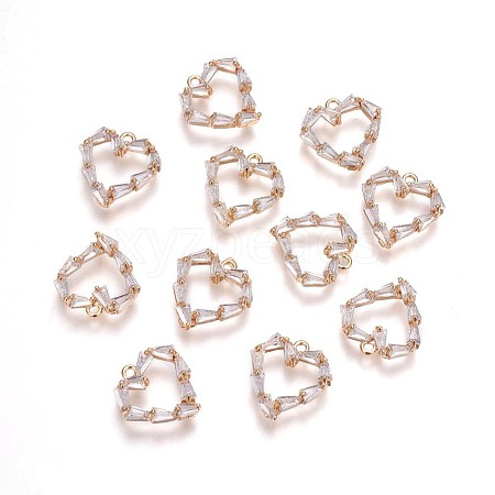 Brass Micro Pave Cubic Zirconia Charms KK-F782-10G-NF-1