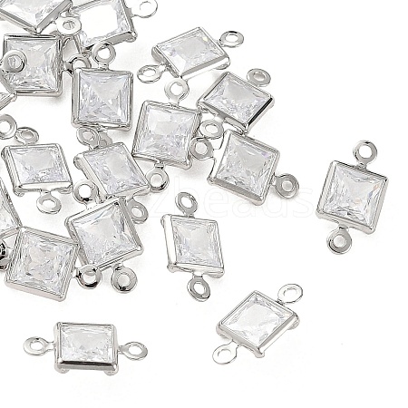 SHEGRACE Brass Pave Cubic Zirconia Square Connector Charms XGRQ2O292-440A-P-1