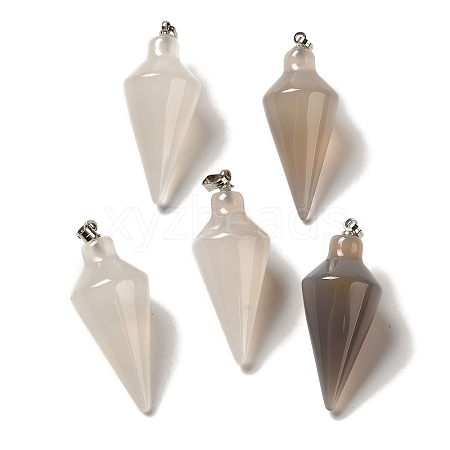 Natural Grey Agate Pendants G-Z055-02P-16-1