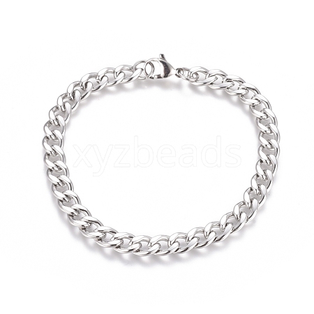 Unisex 304 Stainless Steel Curb Chain/Twisted Chain Bracelets X-STAS-D0002-40P-1