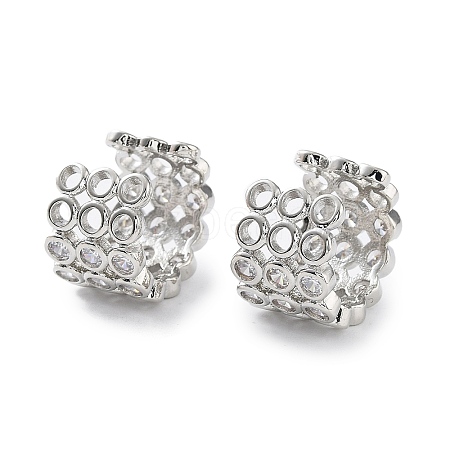 Brass Micro Pave Cubic Zirconia Cuff Earrings for Women EJEW-D088-08P-1