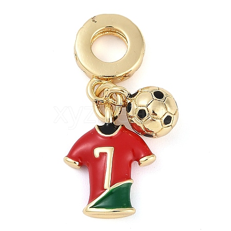 Rack Plating Brass Enamel European Dangle Charms KK-P287-13G-1