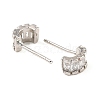 Brass Pave Clear Cubic Zirconia Curved Rectangle Stud Earrings for Women EJEW-G362-10P-2