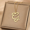 304 Stainless Steel Heart Initial Pendant Necklaces for Women Men FS-WG51A4F-25-1