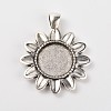 Sun Flower Alloy Pendant Cabochon Settings and Half Round/Dome Clear Glass Cabochons DIY-X0222-AS-4