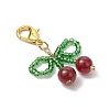 Cherry Natural Carnelian & Glass Seed Beads Pendant Decorations HJEW-MZ00128-01-3