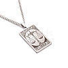 304 Stainless Steel Curb Chain Rectangle with Constellation Pendant Necklaces PW-WG0F5D0-19-1