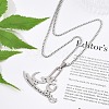 304 Stainless Steel Arabic Pendant Box Chain Necklaces for Women Men NJEW-R013-04P-2