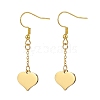 3 Pair 3 Style Heart & Flat Round & Square 304 Stainless Steel Dangle Earrings EJEW-JE05164-3