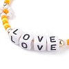 Love Word Acrylic Cube Braided Beaded Bracelets Set BJEW-TA00068-6