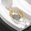 Brass Micro Pave Clear Cubic Zirconia Cuff Finger Rings for Women RJEW-B112-16GP-2