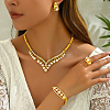 Elegant Classic Real 18K Gold Plated Alloy Bracelets & Earrings & Necklaces & Rings Sets for Women RE4910-1