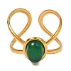 Oval Natural Dyed & Heated Green Onyx Agate Finger Rings RJEW-Q822-22G-01-2