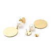 Flat Round with Acrylic Pearl Long Dangle Stud Earrings with 316 Stainless Steel Pins EJEW-F285-18G-2