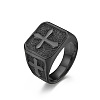 Square with Cross Pattern 304 Stainless Steel Finger Rings for Men FS-WGAC6B1-12-2