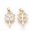 Brass Cubic Zirconia Pendants KK-R015-112G-2