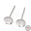 Rhodium Plated 925 Sterling Silver Stud Earring Findings STER-E068-02C-P-1