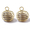 Iron Wrap-around Spiral Bead Cage Pendants IFIN-R239-08G-2