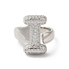 Letter Brass Micro Pave Clear Cubic Zirconia Open Cuff Ring for Women RJEW-N046-03I-P-2