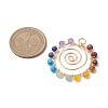 Chakra Mixed Gemstone Copper Wire Wrapped Faceted Pendants PALLOY-JF02745-01-2
