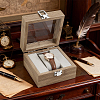 Wooden Single Watch Display Cases with Glass Window Lid and Velvet Pillow Inside CON-WH0043-306C-4
