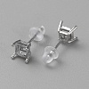 Rhodium plated 925 Sterling Silver Stud Earring Findings FIND-WH0148-088B-P-2