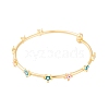 Adjustable Brass Colorful Enamel Evil Eye Open Cuff Bangles for Women BJEW-S147-18G-B-2