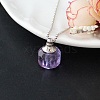 Medium Purple Glass Bottle with Iron Ball Chain Pendant Necklaces PW-WGF3857-01-1