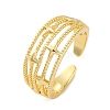 Rack Plating Brass Open Cuff Finger Rings for Women RJEW-M028-91G-4