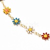 Golden Brass Flower Enamel Links Bracelets BJEW-JB05664-01-2