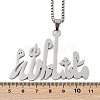 304 Stainless Steel Arabic Pendant Box Chain Necklaces for Women Men NJEW-R013-06P-5