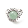 Natural Green Aventurine Adjustable Rings RJEW-P043-02P-16-2