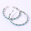 Synthetic Turquoise C-Shaped Hoop Earrings PW23030682664-2